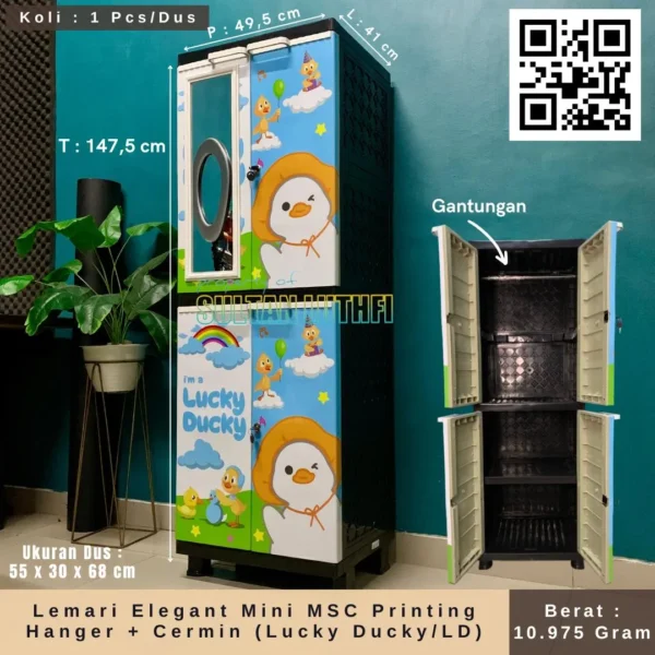 Lemari Elegant Mini MSC Printing Hanger + Cermin (Lucky Ducky/LD)