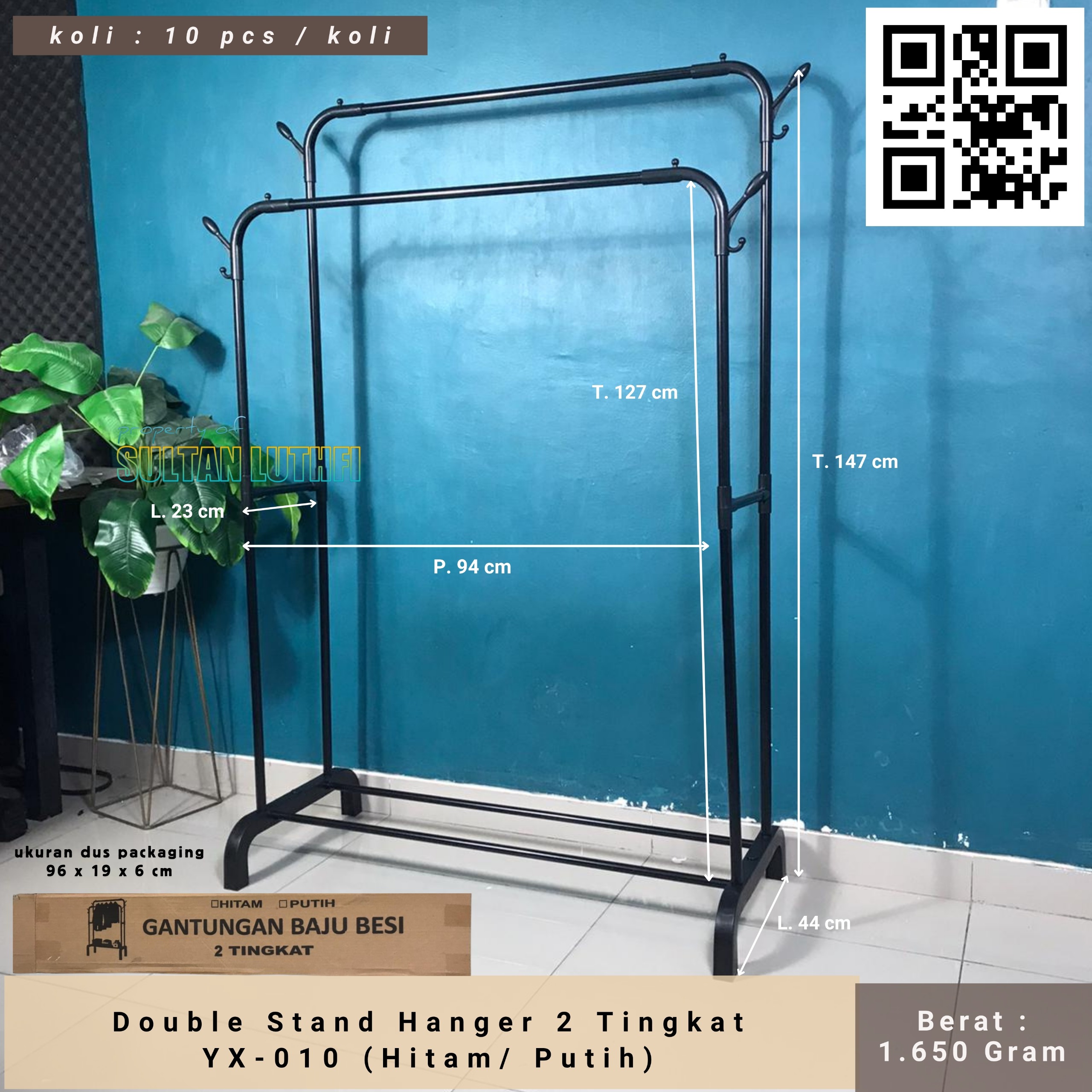 Double Stand Hanger 2 Tingkat YX-010 (Hitam Putih)