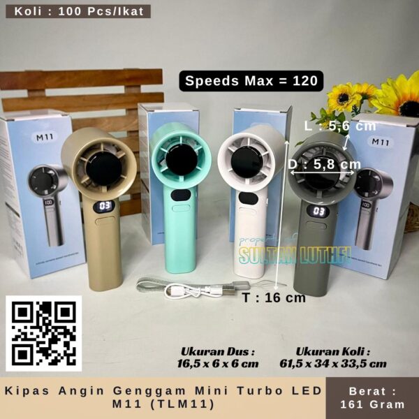 Kipas Angin Genggam Mini Turbo LED M11 (TLM11)