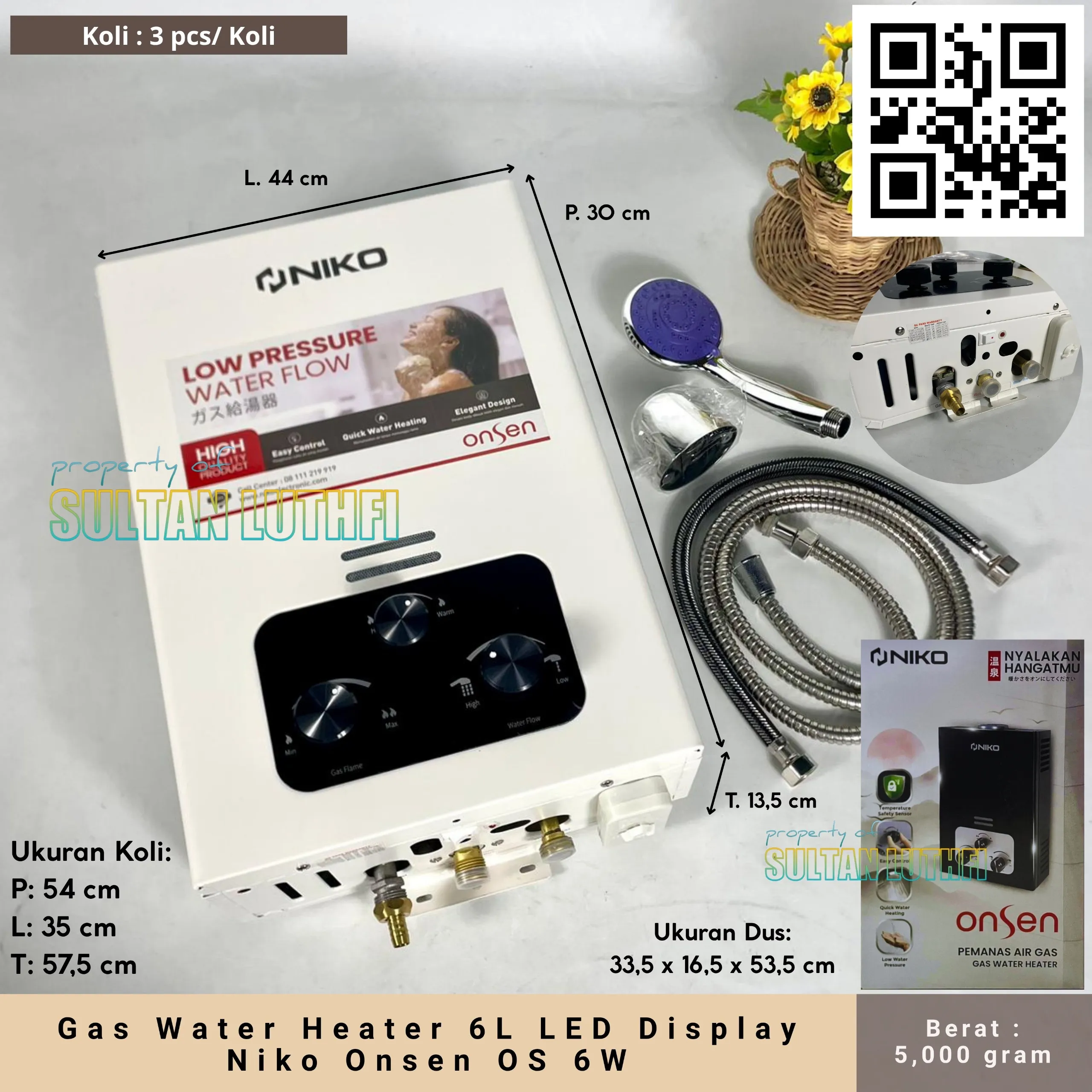 Gas Water Heater 6L LED Display Niko Onsen OS 6W_11zon
