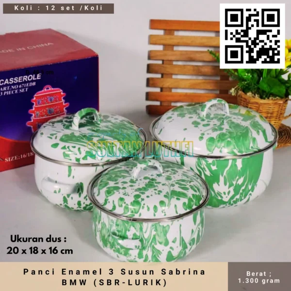 Panci Enamel 3 Susun Sabrina BMW (SBR-LURIK)