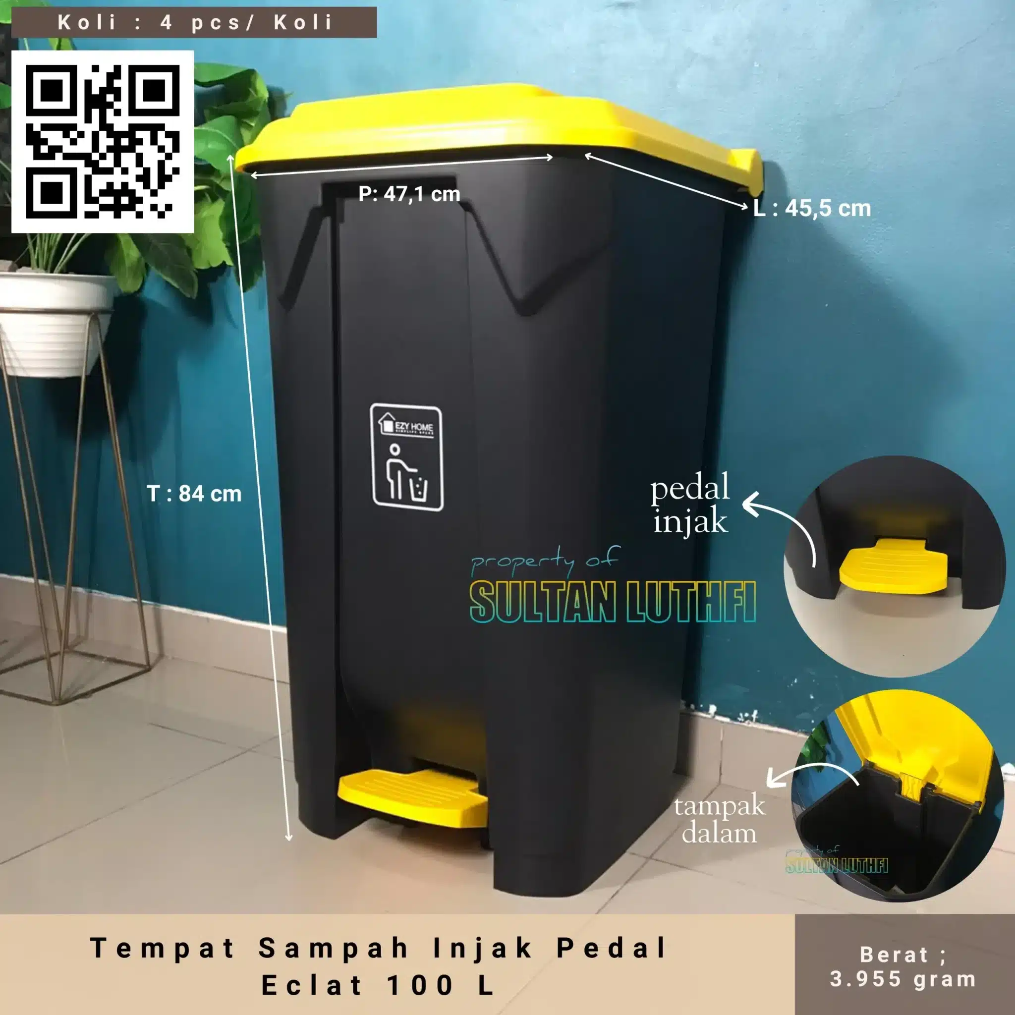 Tempat Sampah Injak Pedal Eclat 100 L