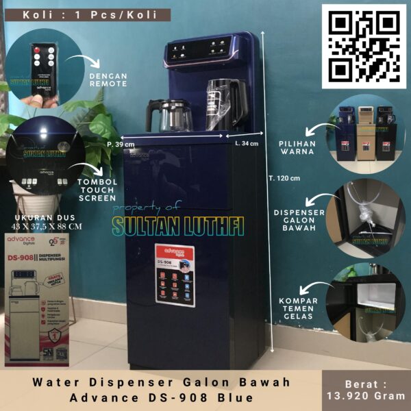 Water Dispenser Galon Bawah Advance DS-908 Blue