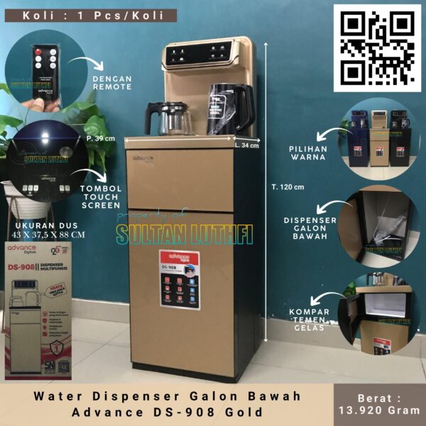 Water Dispenser Galon Bawah Advance DS-908 Gold