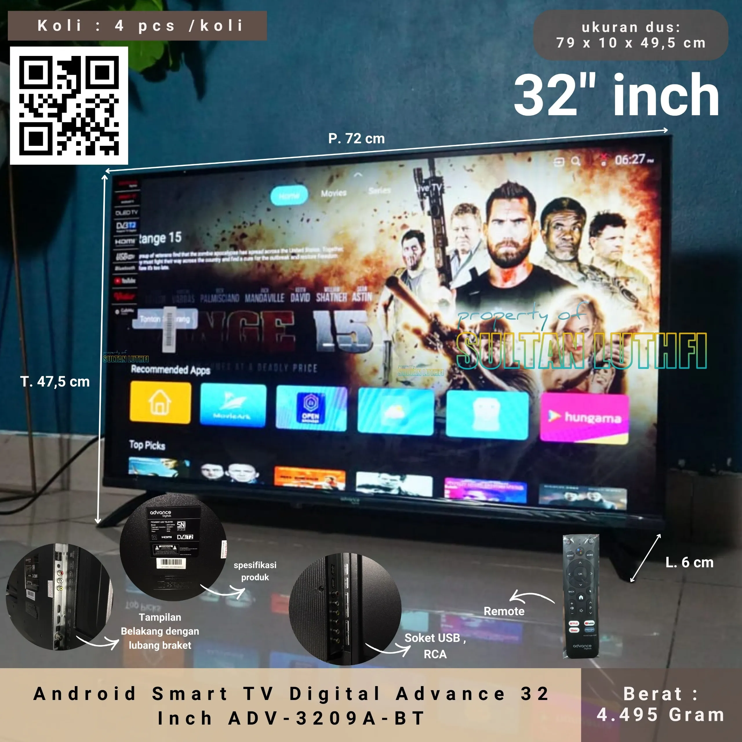 Android Smart TV Digital Advance 32 Inch ADV-3209A-BT_11zon