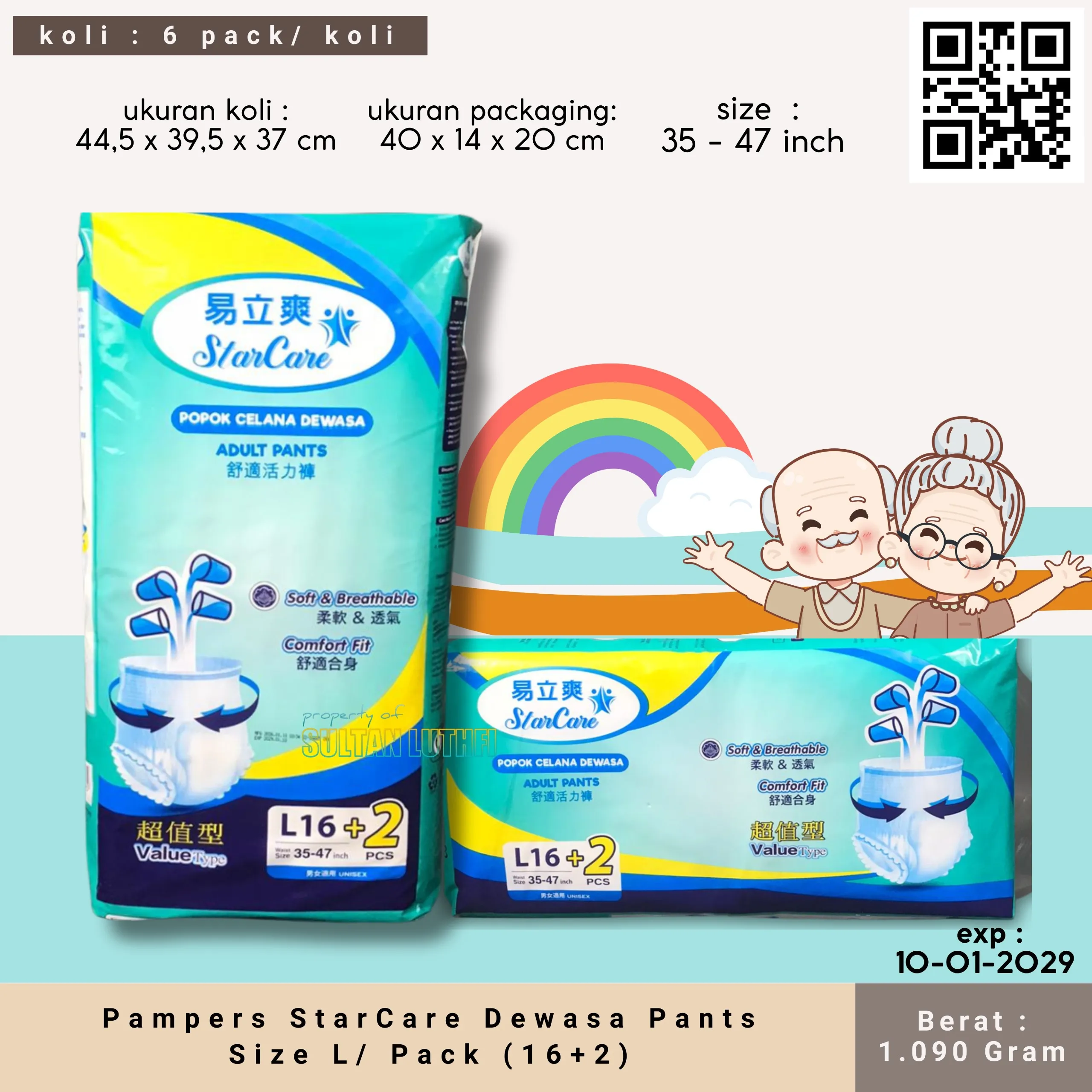Pampers StarCare Dewasa Pants Size L Pack (16+2)_11zon