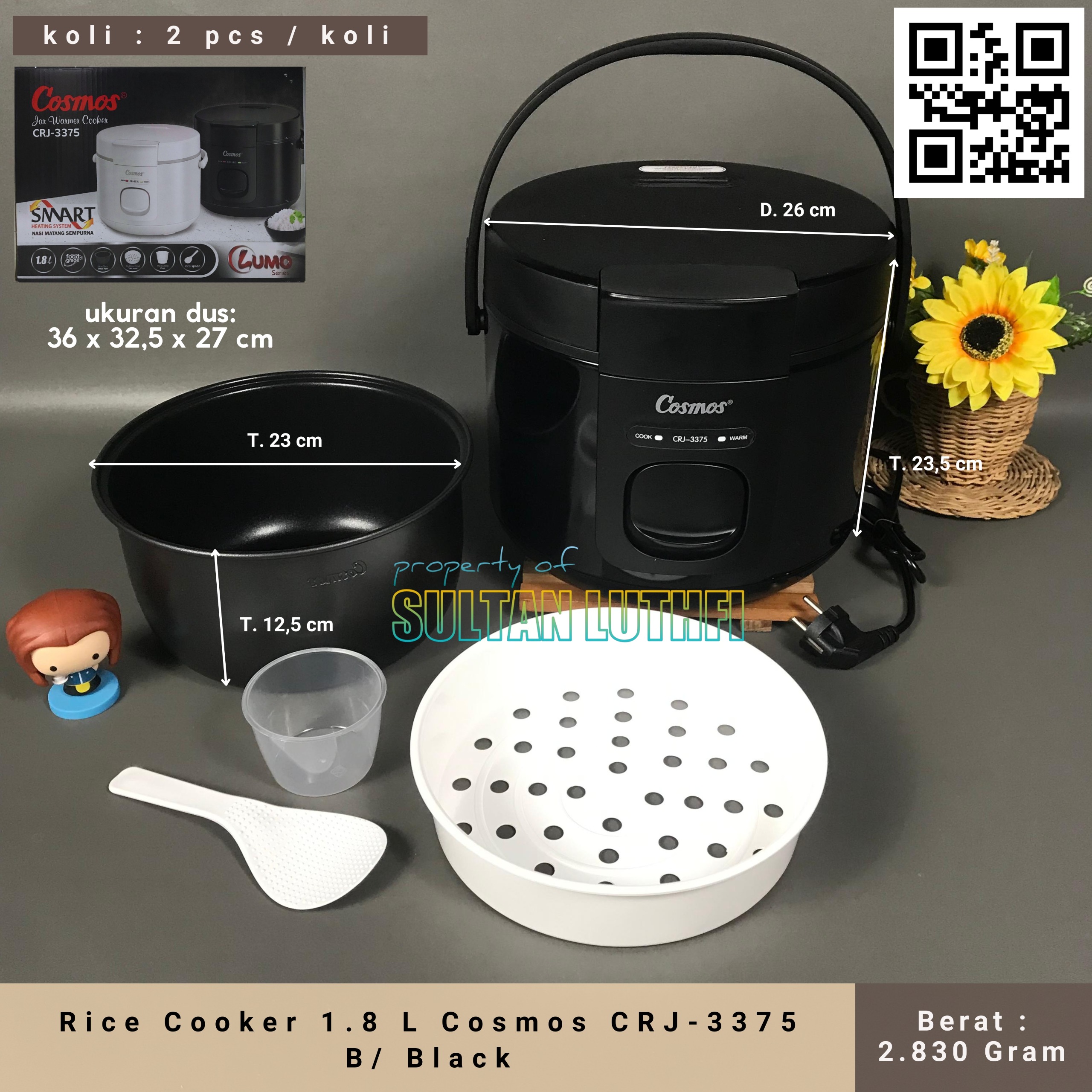 Rice Cooker 1.8 L Cosmos CRJ-3375 B Black