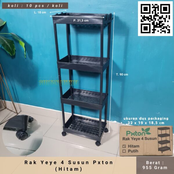 Rak Yeye 4 Susun Pxton (Hitam)