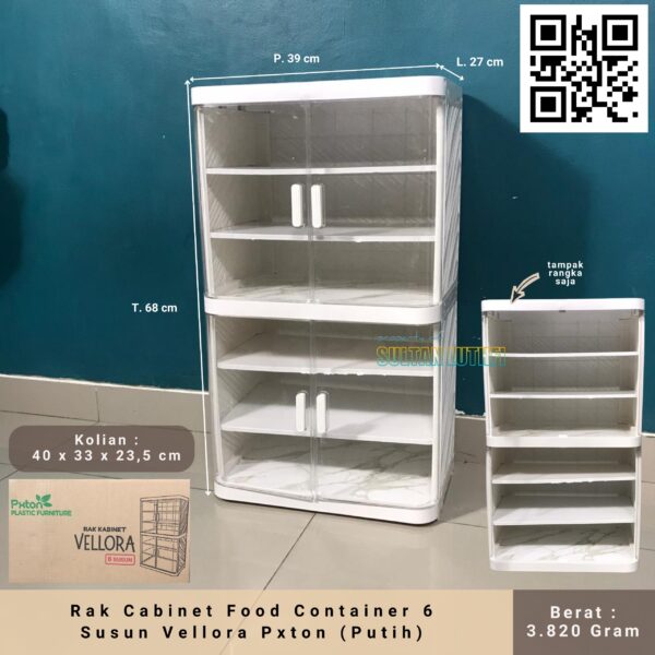 Rak Cabinet Food Container 6 Susun Vellora Pxton (Putih)