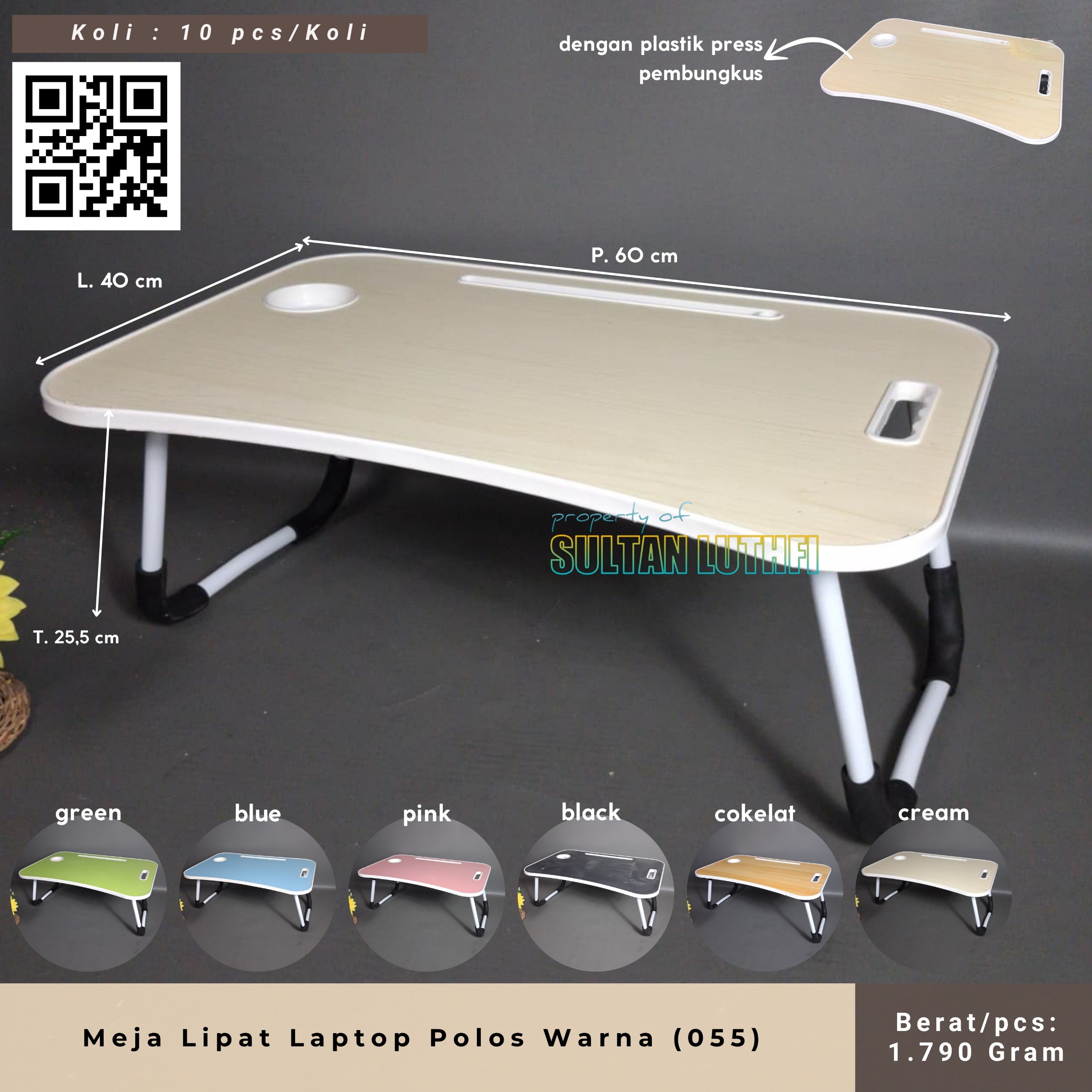 Meja Lipat Laptop Polos Warna (055)
