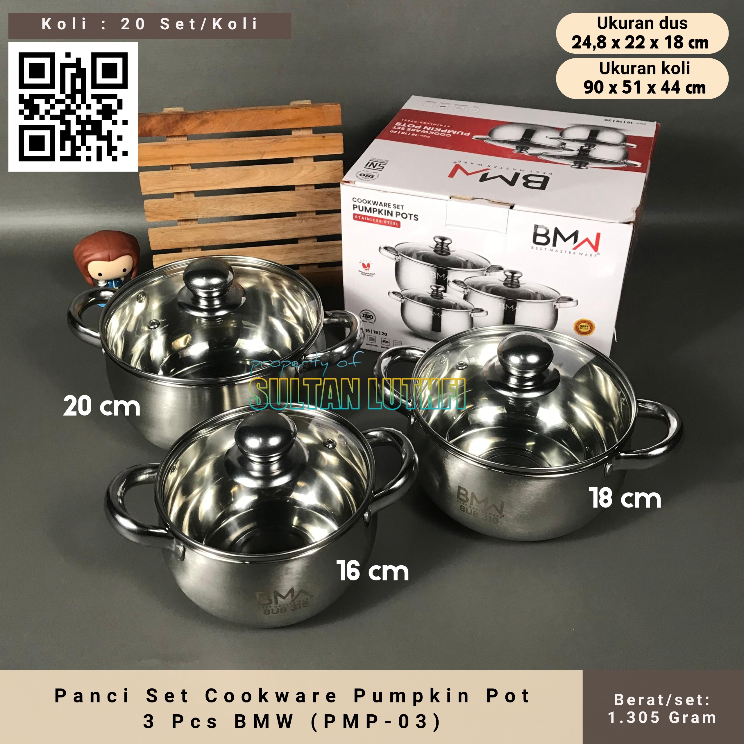 Panci Set Cookware Pumpkin Pot 3 Pcs BMW (PMP-03)