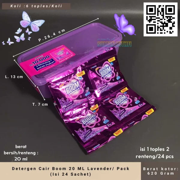 Detergen Cair Boom 20 ML Lavender/ Pack (Isi 24 Sachet)