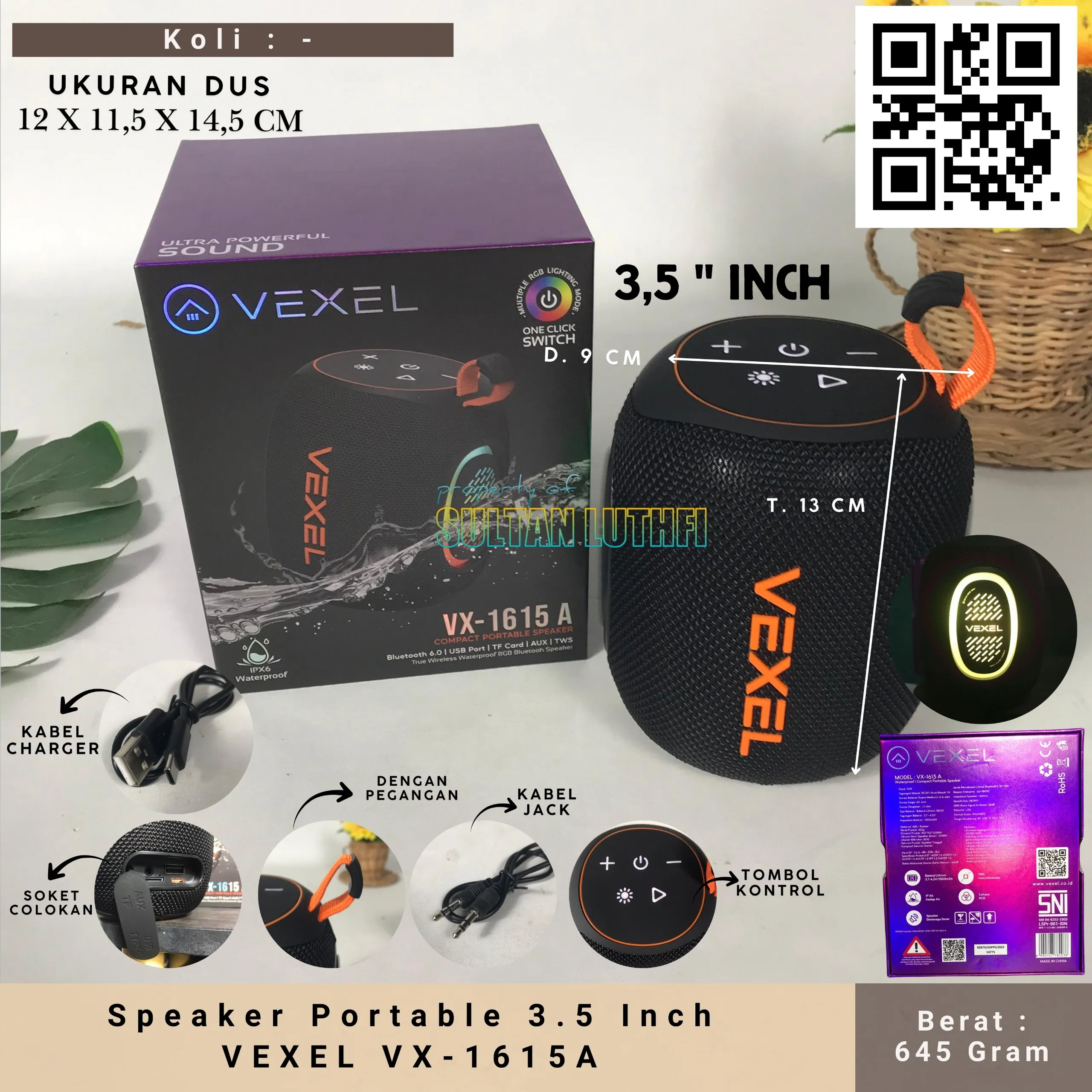 Speaker Portable 3.5 Inch VEXEL VX-1615A_11zon