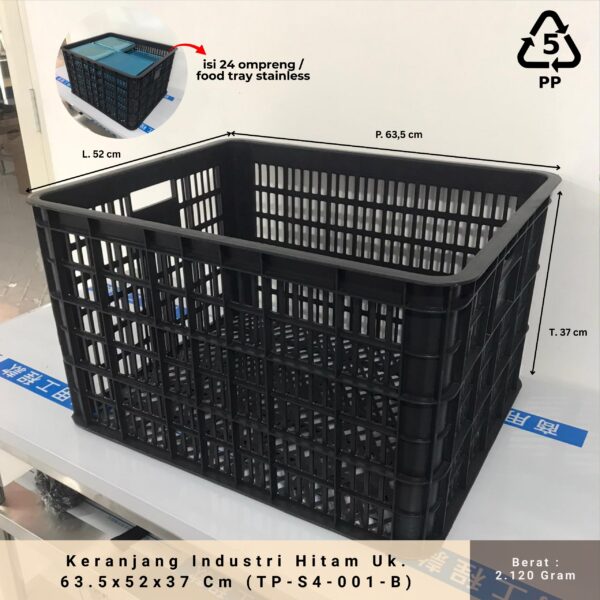 Keranjang Industri Hitam Uk. 63.5x52x37 Cm (TP-S4-001-B)