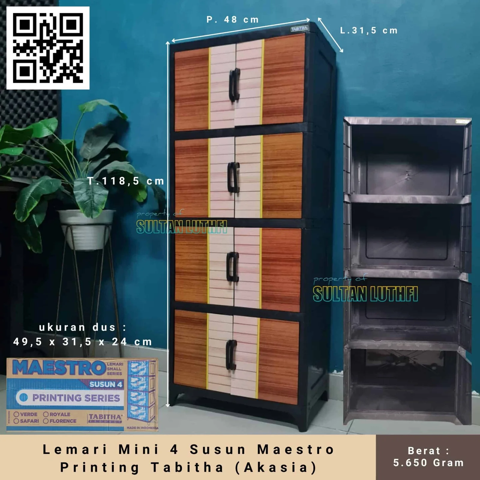 Lemari Mini 4 Susun Maestro Printing Tabitha (Akasia)