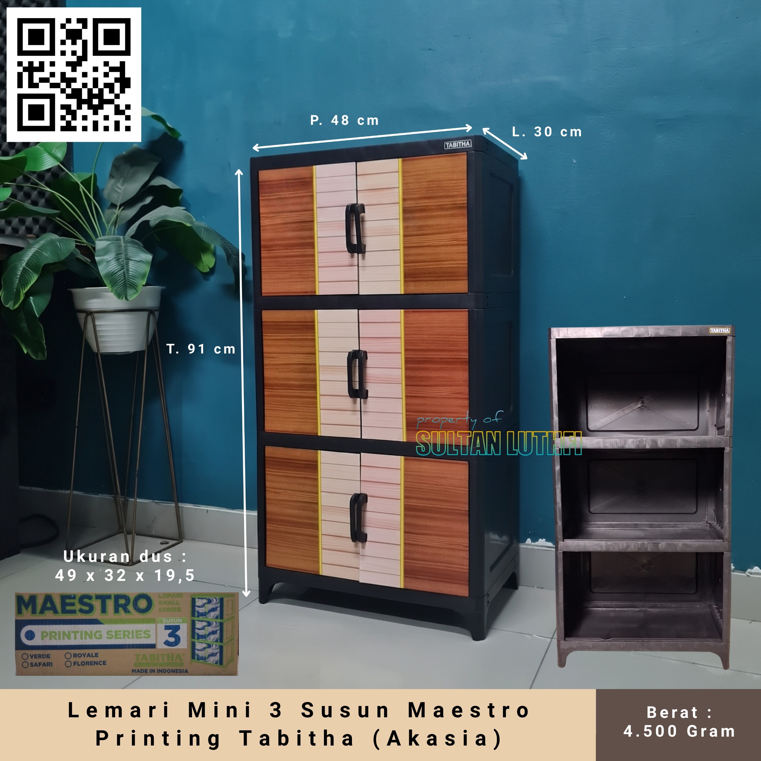 Lemari Mini 3 Susun Maestro Printing Tabitha (Akasia)