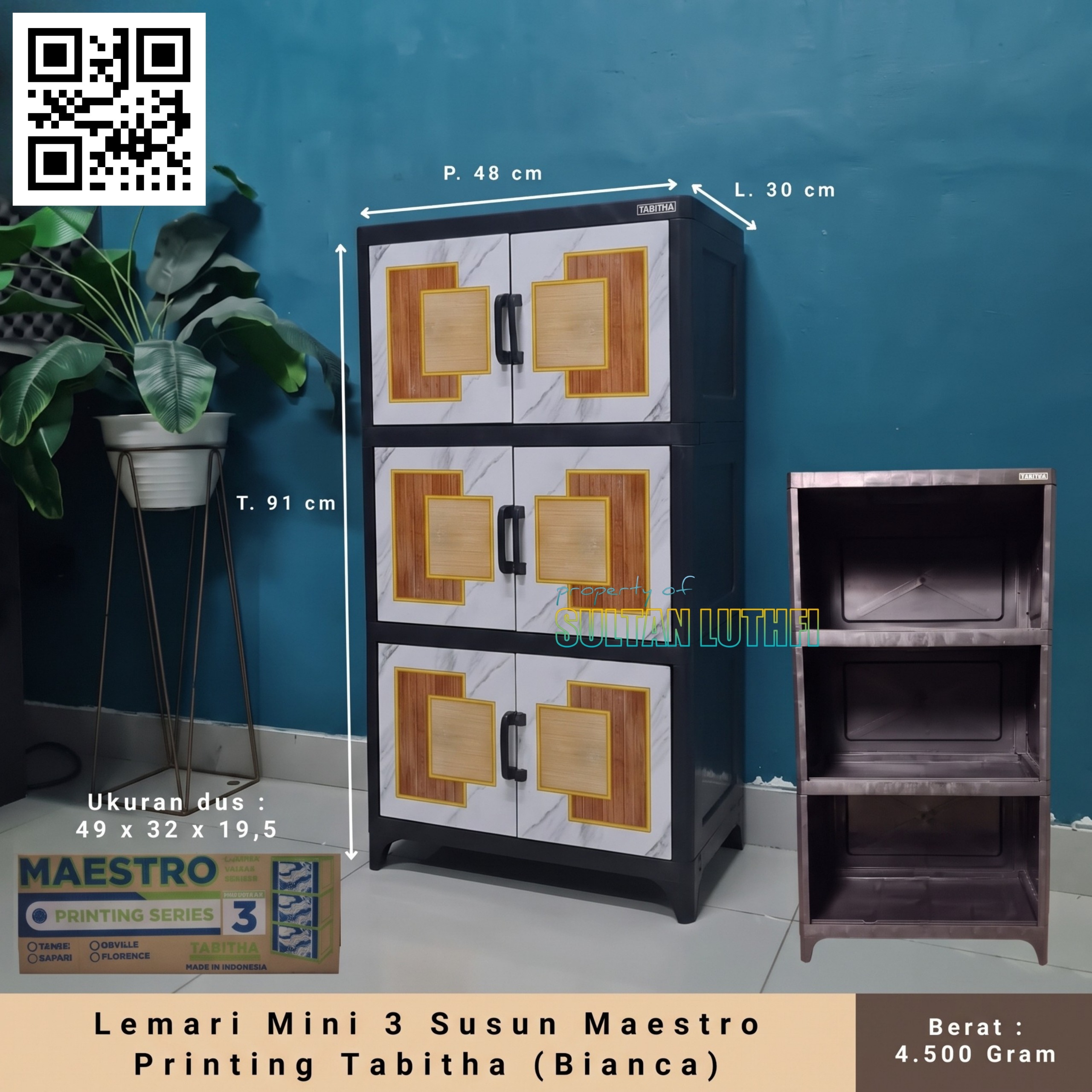 Lemari Mini 3 Susun Maestro Printing Tabitha (Bianca)