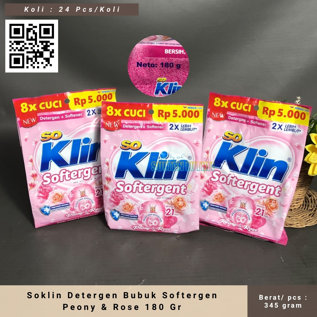 Soklin Detergen Bubuk Softergen Peony & Rose 180 Gr